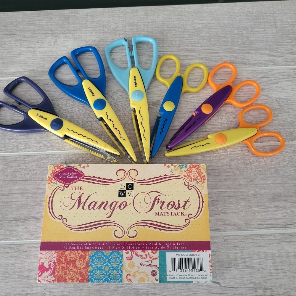 Lot Of Scrapbooking Scissors And Cardstock Paper Arts Crafts